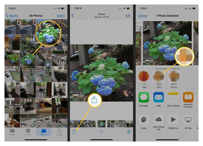 как передавать фотографии по воздуху на iphone