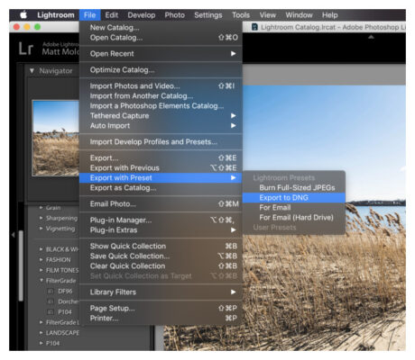 как сохранить фотографию из lightroom