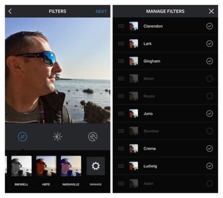 настройки фильтров instagram