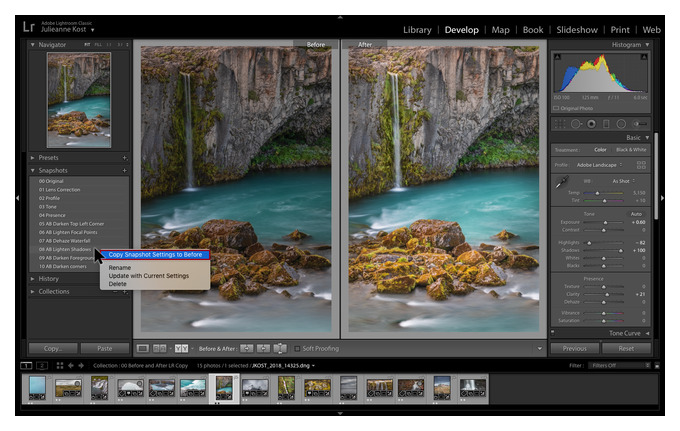 где находится калибровка камеры в lightroom 2020