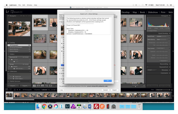 как экспортировать в lightroom