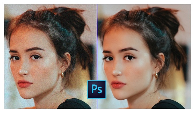 как удалить зерно в фотошопе