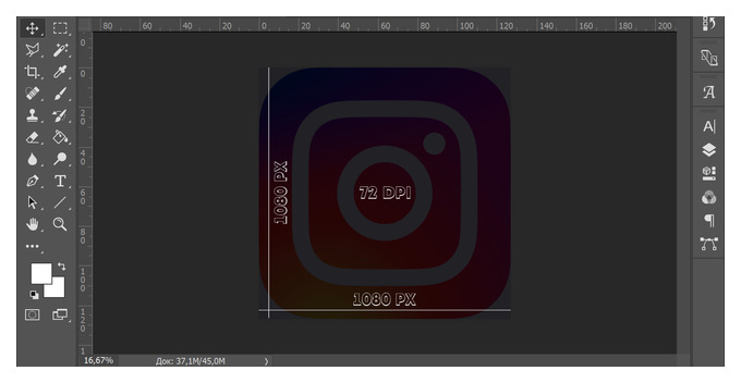 размер instagram фотошоп
