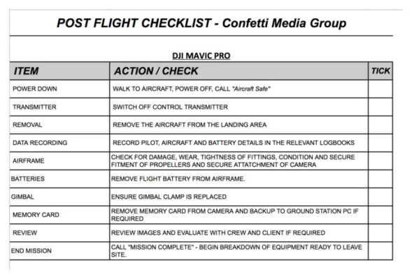 контрольный список подготовки к полету