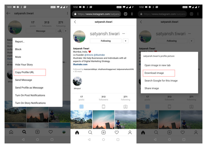 как сохранить фотографию профиля instagram