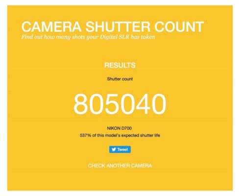 как проверить количество срабатываний затвора nikon