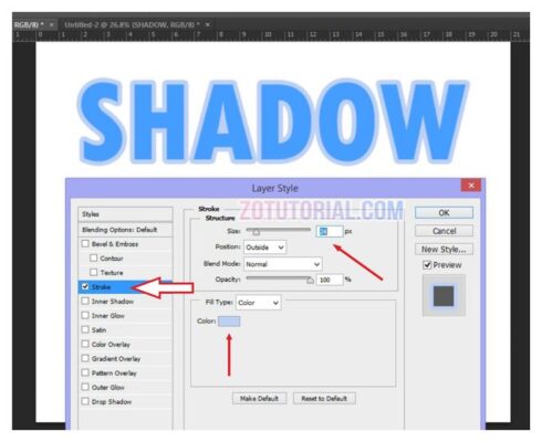 падающая тень photoshop cs6